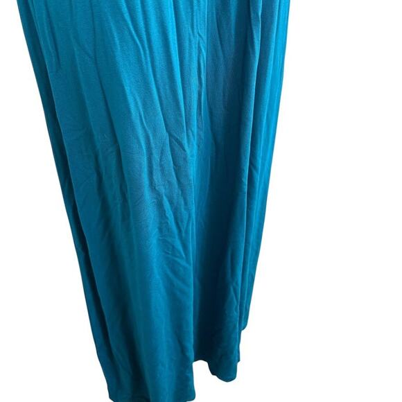 Coldwater Creek Teal Blue Jersey Knit Sleeveless Maxi Dress V-Neck Stretch sz M - Picture 2 of 16